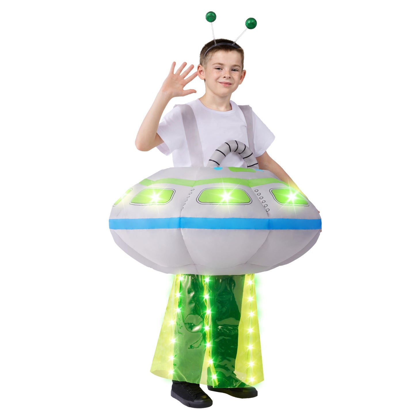 Spooktacular Creations Kids Inflatable Costumes  Light-Up Spaceship Halloween Inflatable Costume with Long Tentacles Headband  Blow-up Costumes for Halloween Cosplay Party  Themed Party