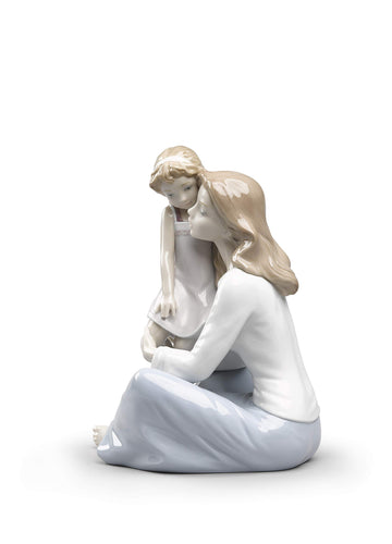 Lladró Figure Of Mother And Daughter Mommy'S Little Girl Mother Figurine In Gloss Porcelain And Pastel Colors. Decorative Figure Of Woman And Little Girl.