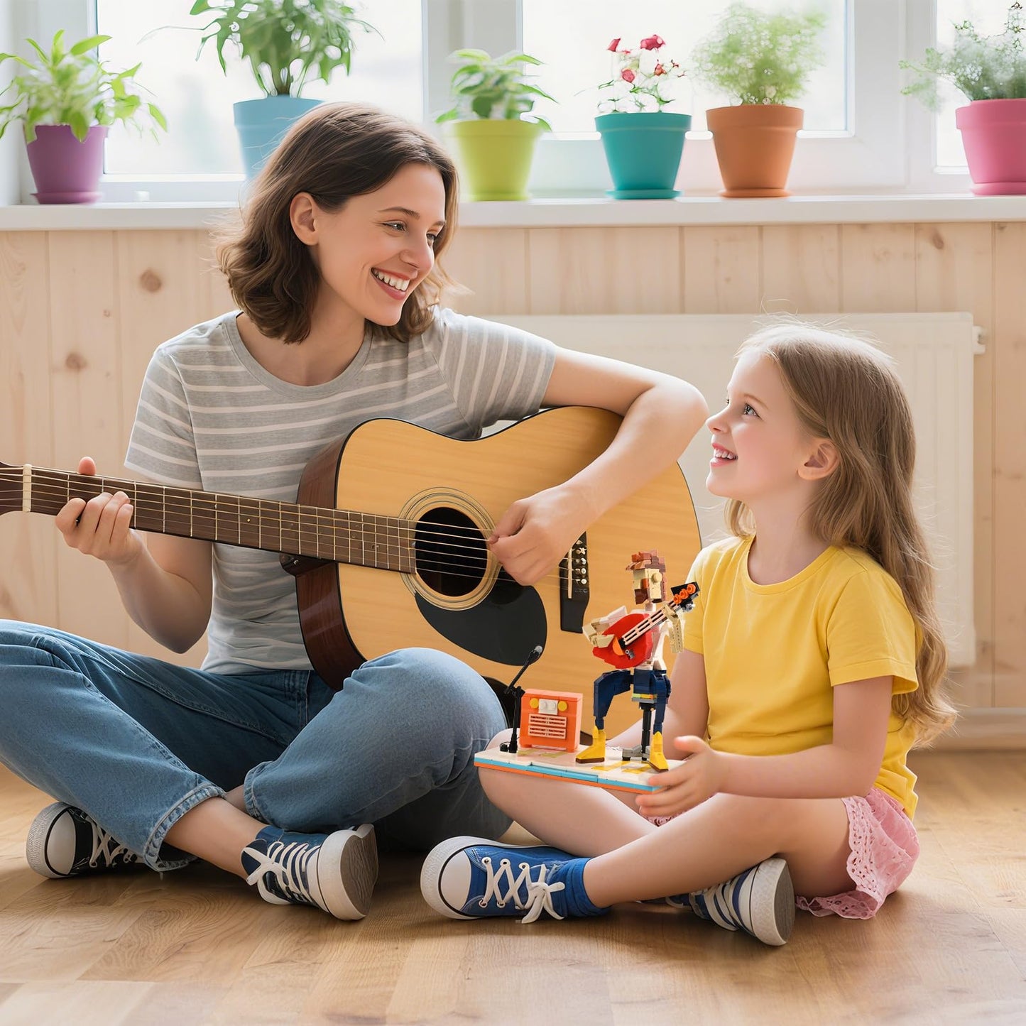 LUXEBLOCKS Art Brick & Music Guitar Building Set - 358PCS Guitar Solo Model Kit with Brick Accents  Build Your Own Guitar Desk Toy for mature-themeds - Musicians Brick Set  Vintage Blocks Gift for Music Fans