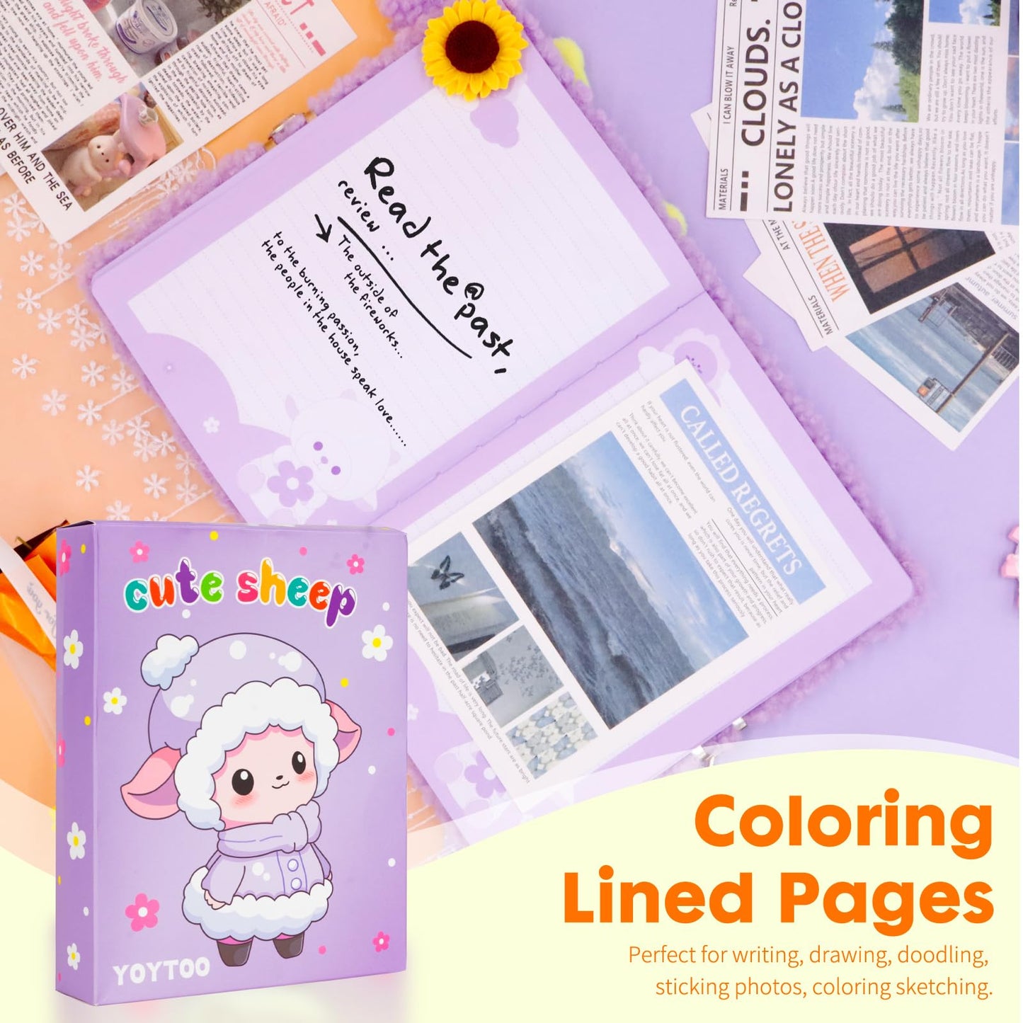 Sheep Diary For Girls With Lock, Plush Lamb Toys Gift For Teen Girls, Kids Sheep Writing Journal Notebook, Birthday Gifts For Little Girls Ages 5 6 7 8 9 10-12 Year Old