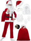 Fancyfun Santa Claus Costume For Kids, 9Pcs Boys Christmas Suit Kids Santa Costume Outfit Velvet For Boys Christmas Cosplay, 3-4