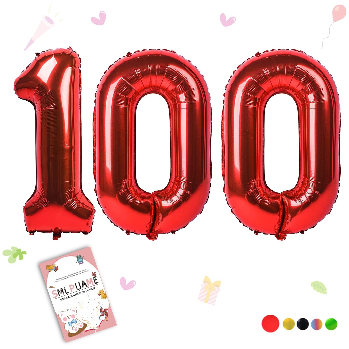 Smlpuame 40 Inch Number Balloon 0-9 Red Large Number 100 Balloons,Digital Balloons For Birthday Party Celebration Decorations Su
