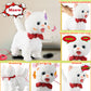 White Leash Walking Cat Set Interactive Talking Cat Singing Dancing Kitten Mimicking Repeat What You Say Kitty Touch and Voice C