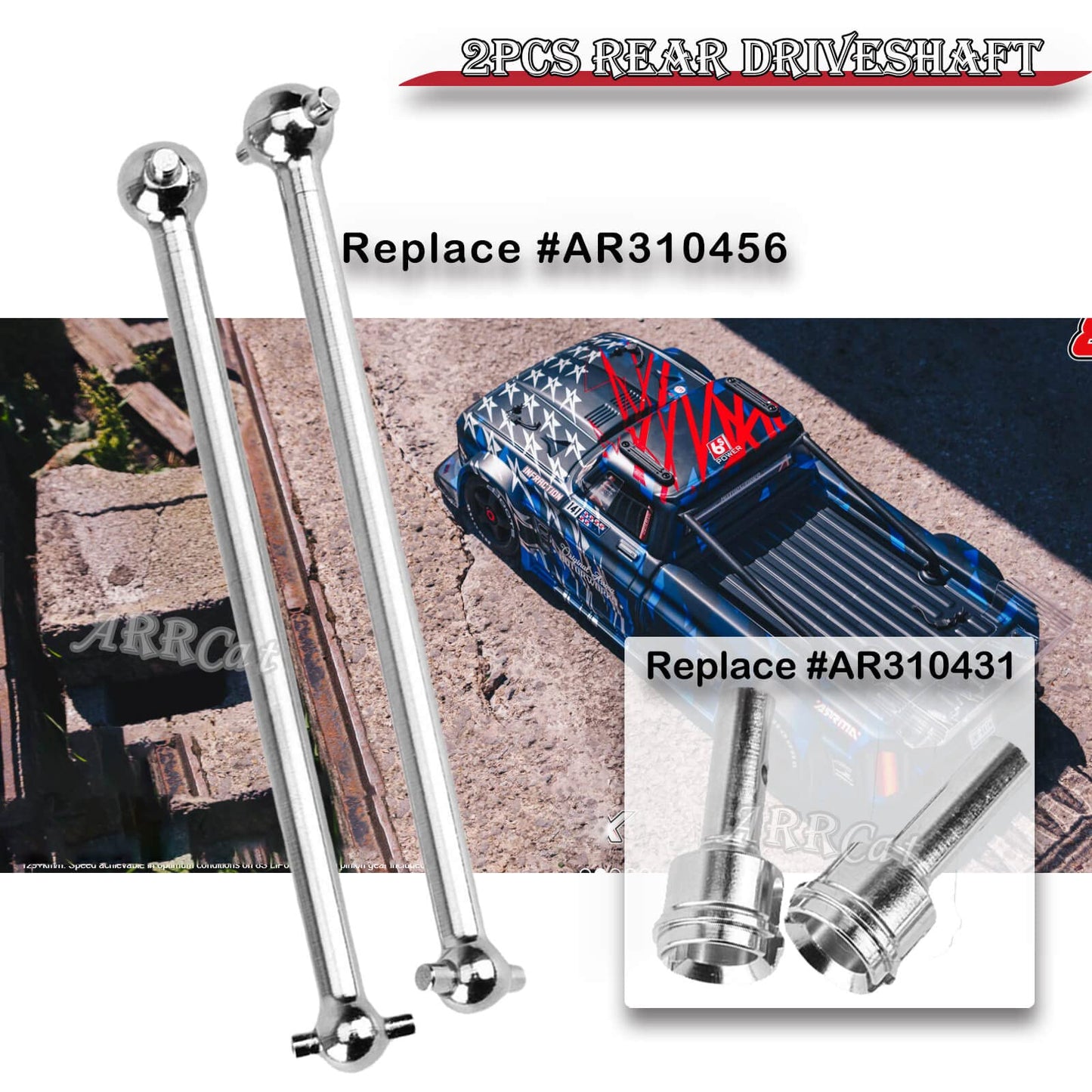 Drive Shaft for Arrma Typhon/Arrma Infraction/Arrma Limitless/Arrma Felony 6s Upgrade Parts, ARRCat 4PCS Front Rear Harden Steel