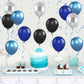 Navy Blue Black Silver Balloons,12Inch Blue Silver Balloons, Navy Blue And Black Latex Balloon Metallic Blue Silver Helium Ballo