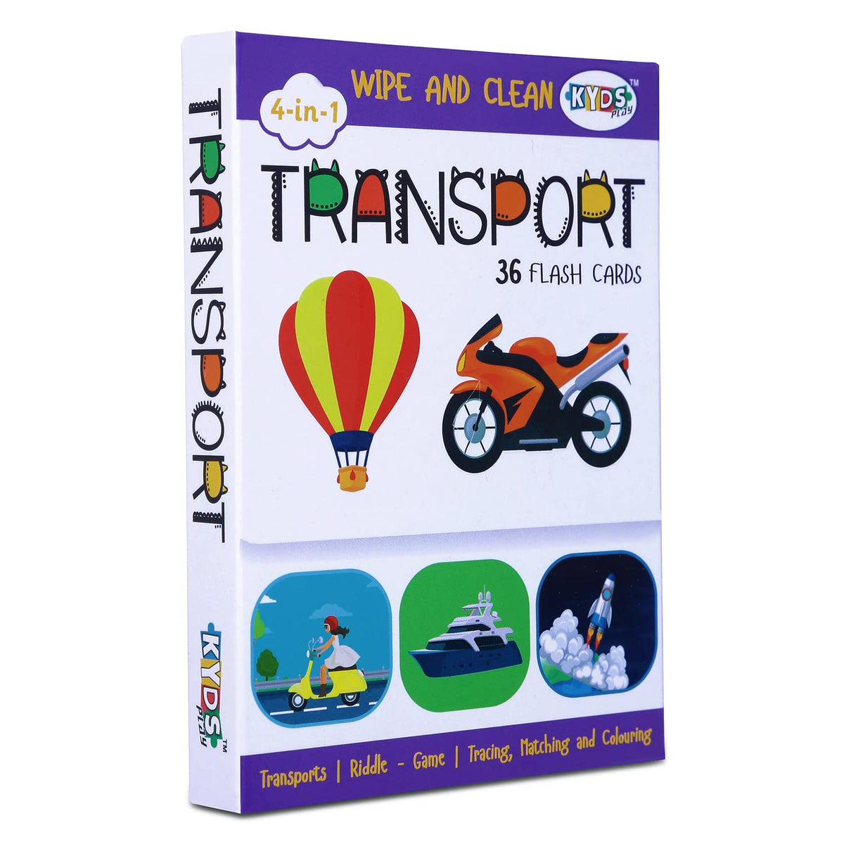 Kyds Play  Transports  Wipe And Clean Activity Motor_Skills Flash Cards For Kids