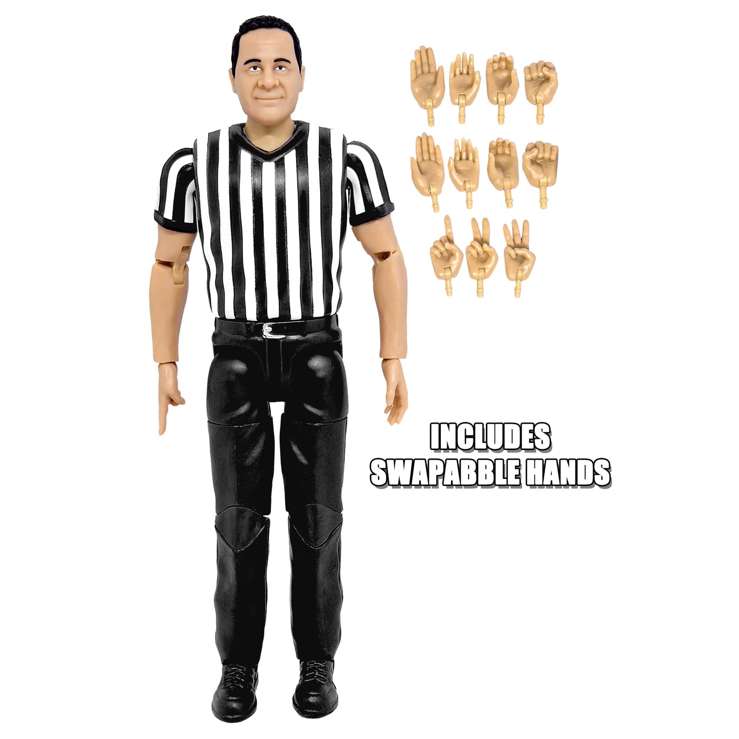 Figures Toy Company Ultimate Three Counting & Talking Wrestling Referee Action Figure with Deluxe Articulation for Wrestling Act