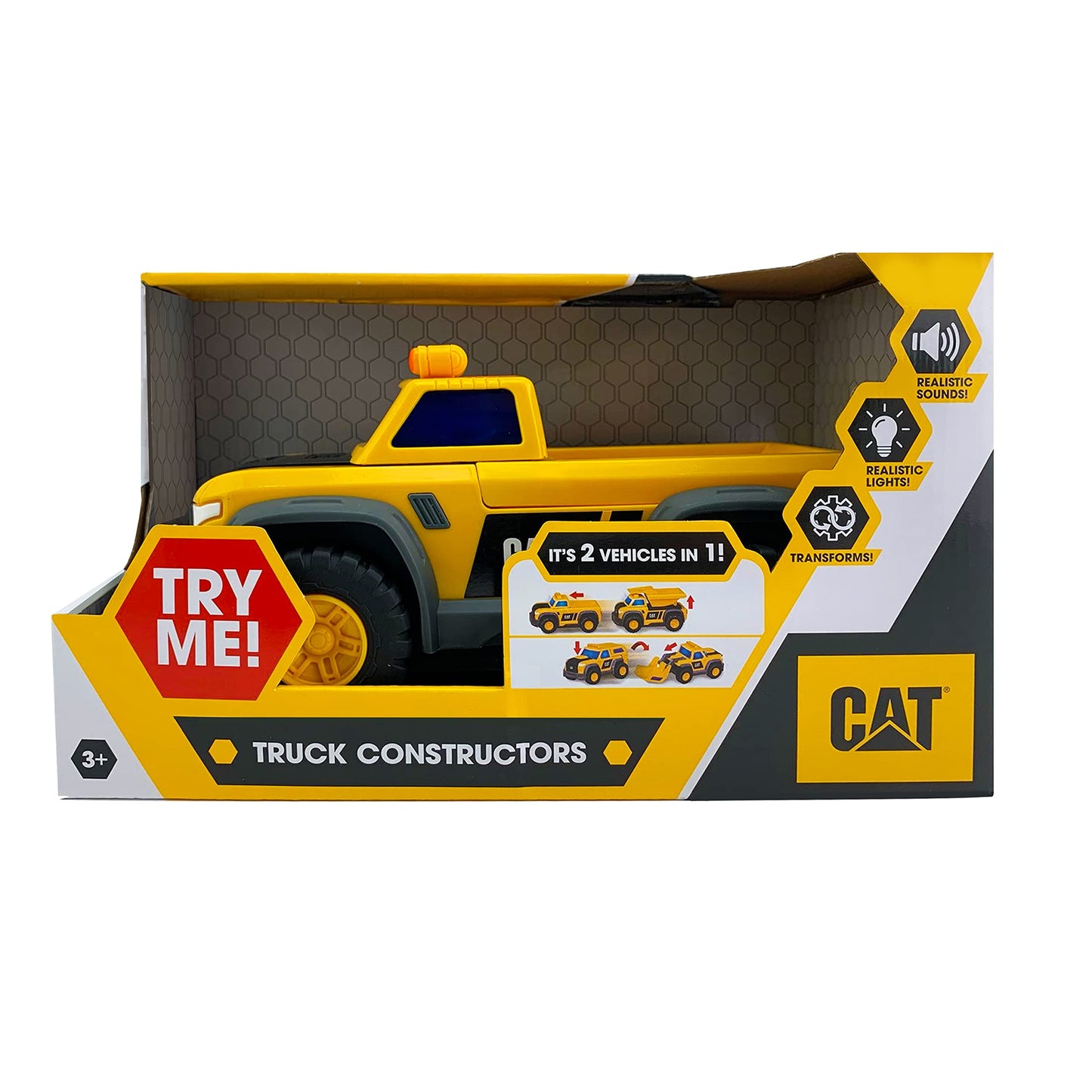 CAT Construction Toys, Truck Constructors Toy Dump Truck - Realistic Lights & Sounds + Easy Transforming + Movable Parts + Sturd