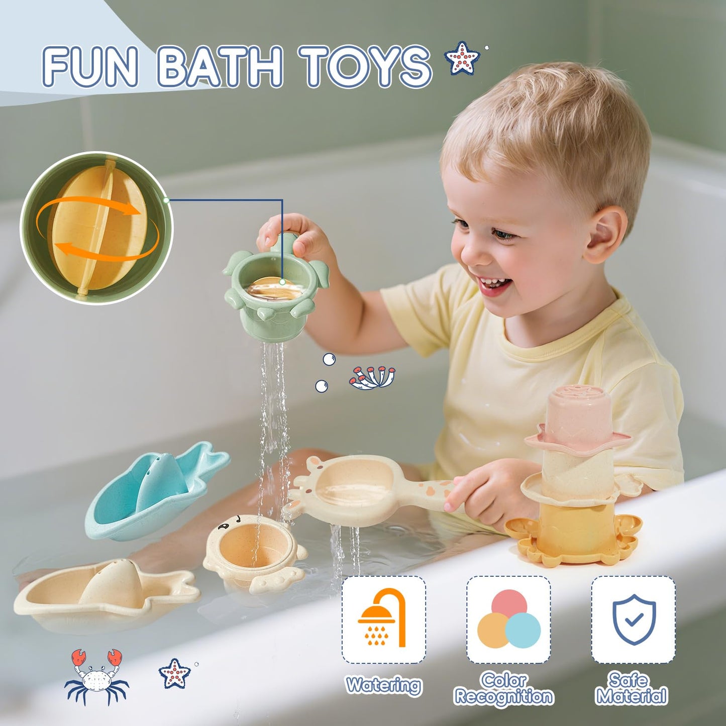 Mold Free Bath Toys for Babies 6-12 Months  21PCS Baby Bath Toys for Kids Ages 1-3 with Shape Sorter and Educational Stacking Cups  Montessori Bathtub Shower Water Toy for Toddler 2-4 with Storage Bin