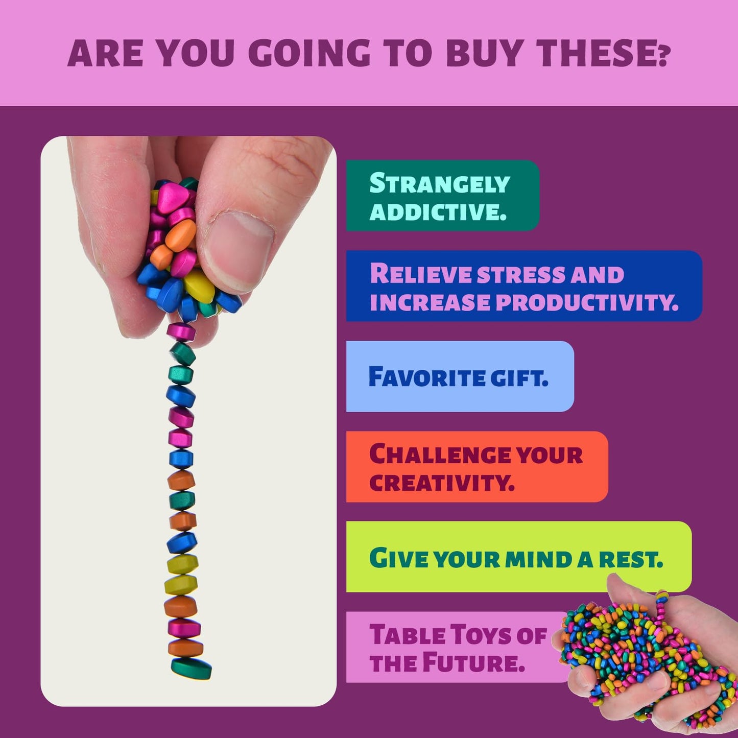 UYPEA Ferrite Putty Rocks, More Than 600 Weak Magnetic Smooth Ferrite Pebbles, ADHD Desk Toys for Office and Time-Killer for Adu