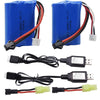 Blomiky 2 Pack 7.4V 1100mAh 8.51Wh Li-ion Rechargeable Battery with SM-2P Plug and 2 Charger Cable fit for H101 H103 RC Boat RC