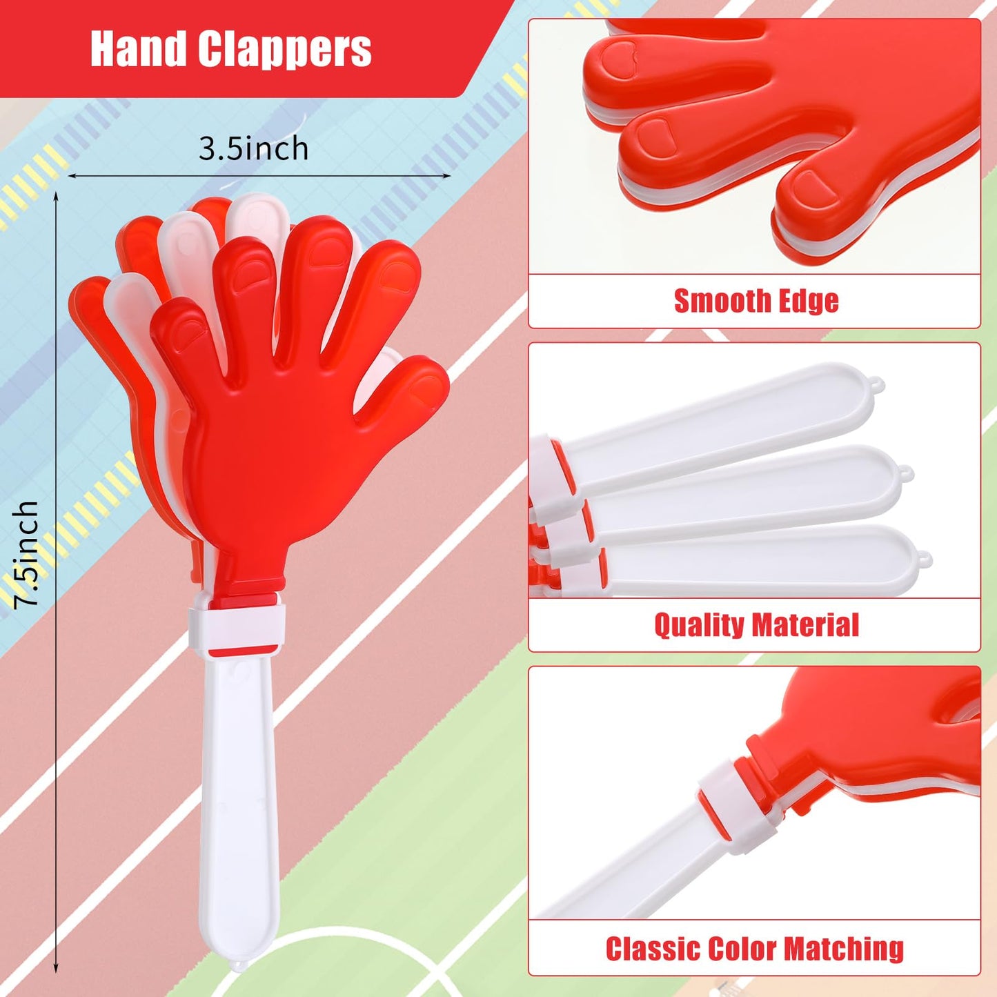Jenaai 24 Pcs School Spirit Items Collapsible Stadium Horn Hand Clappers Metal Cowbells Team Cheering Spirit Accessories Noisema