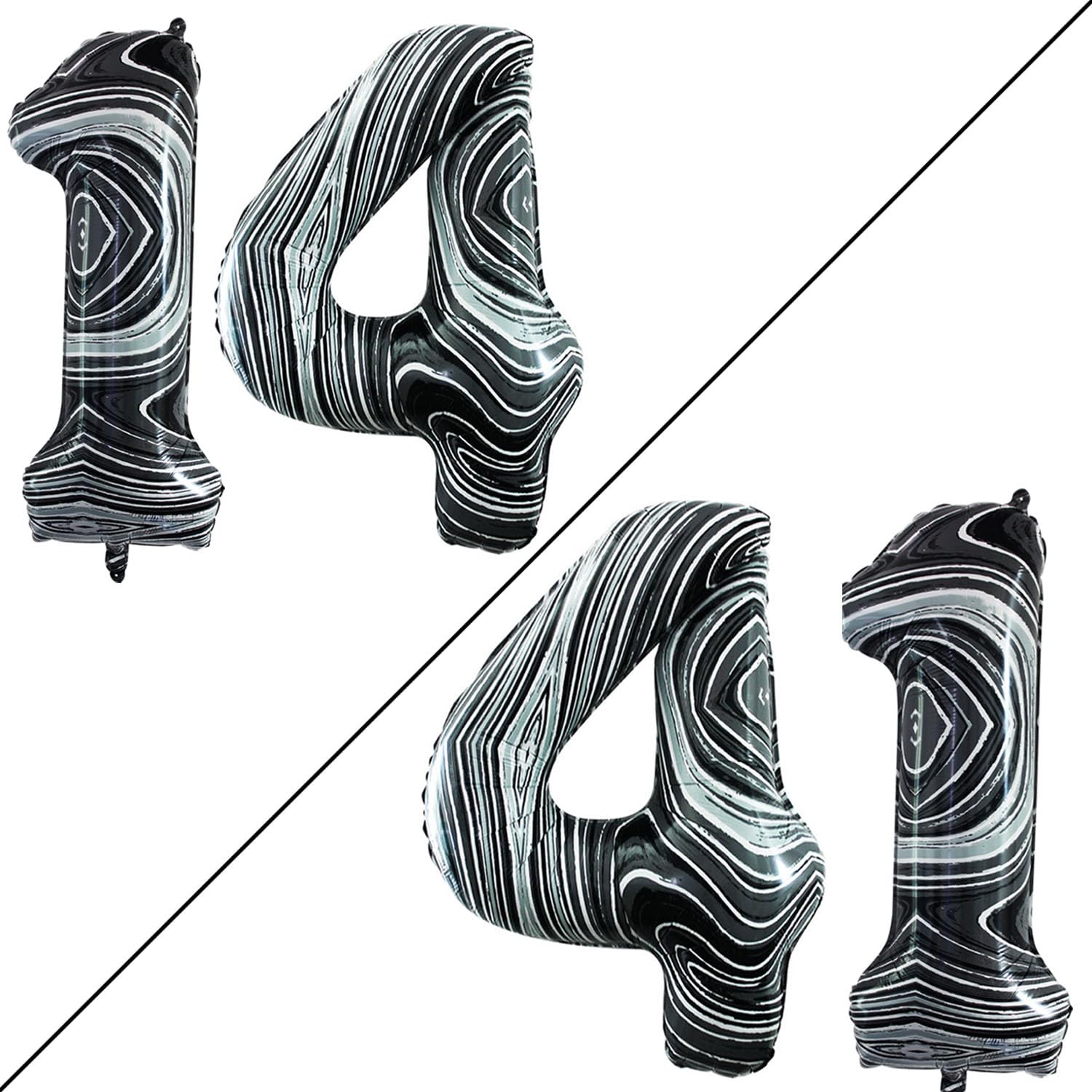 Goer Number 14 Balloons For 14Th Birthday Sweet 14 Party Decorations,42 Inch Jumbo Foil Helium 41 Balloons For 41St Birthday Party Decoration (Marble Black)