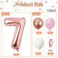 40 Inch Rose Gold Number 7 Balloon, 7Th Birthday Balloons, 11Pcs Rose Gold Birthday Print Balloons Matt White Pink Latex Balloon