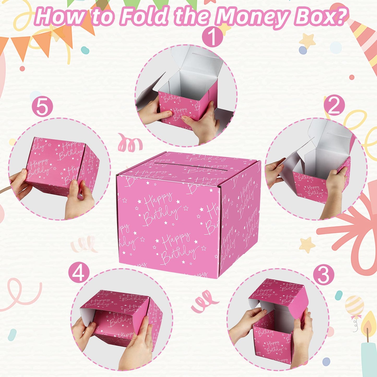 Wenmthg Happy 50Th Birthday Money Box For Cash Gift Pull - 50Th Birthday Gifts For Girls Boys - 50Th Birthday Surprise Gift Box