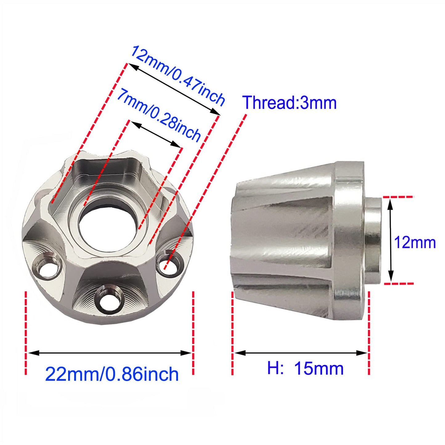 AMOGOT 4Pcs Metal RC Wheel Hubs Adapters 12mm Hex for 1.9inch 2.2inch Beadlock Wheel Rim Axial Scx10 Trx4 Wraith Gen7 Gen8 D90 C