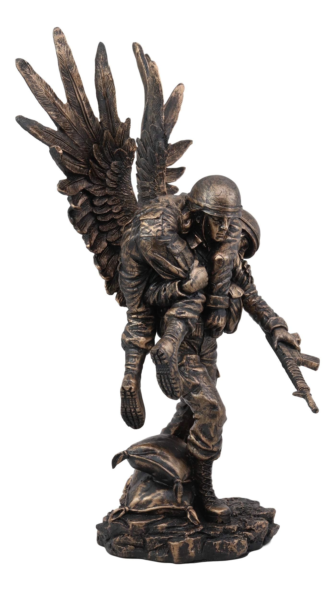 Ebros Gift Hacksaw Ridge Guardian Angel Military Soldier Carrying A Wounded Brother Figurine 13' Tall Marine Special Unit Hero Of The American Us Army Statue Patriotic Decor War Combat Sculpture