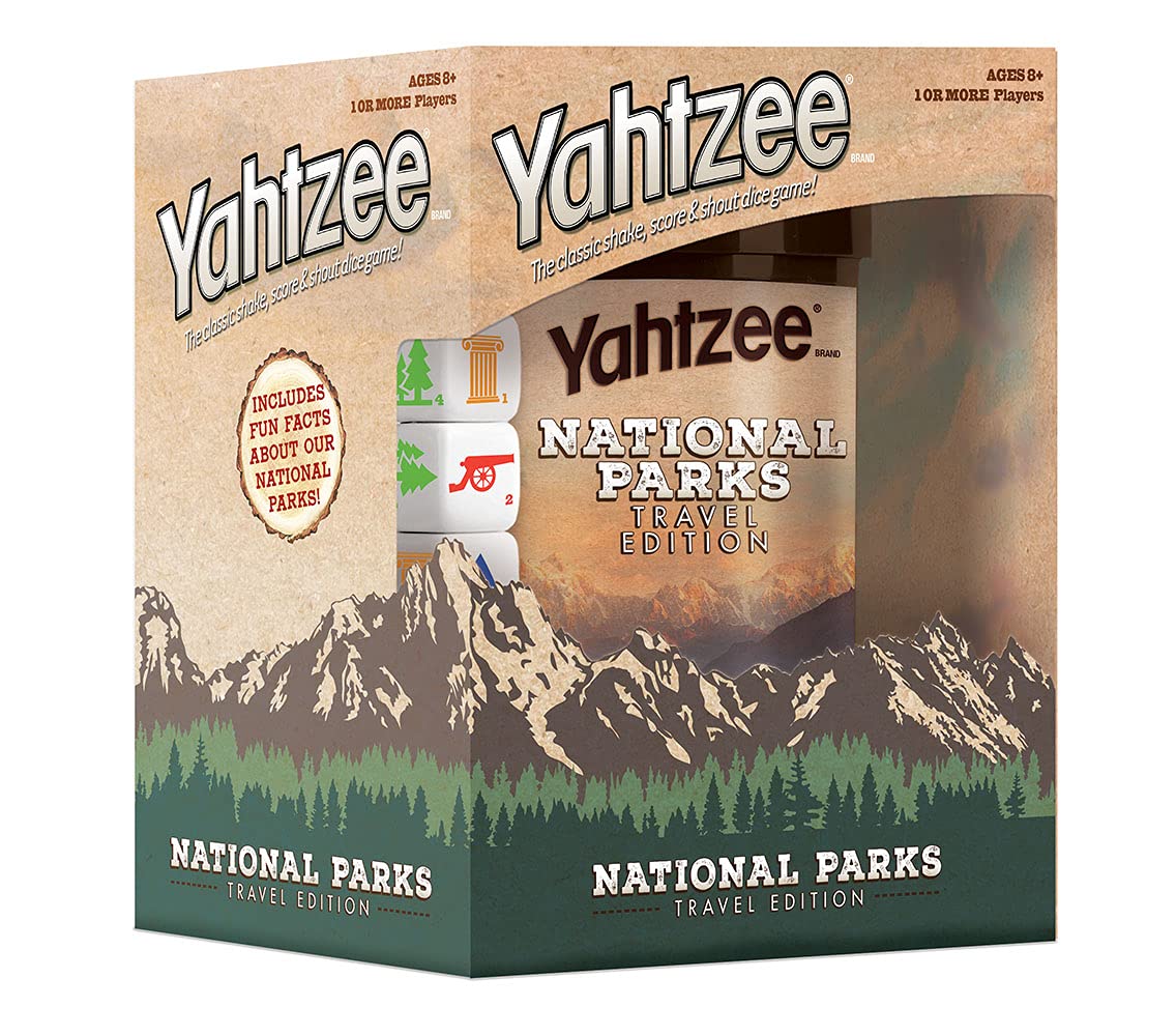 YAHTZEE National Parks Travel Edition  classic Yahtzee Dice game with a National Parks Theme  Perfect Travel game for Families  