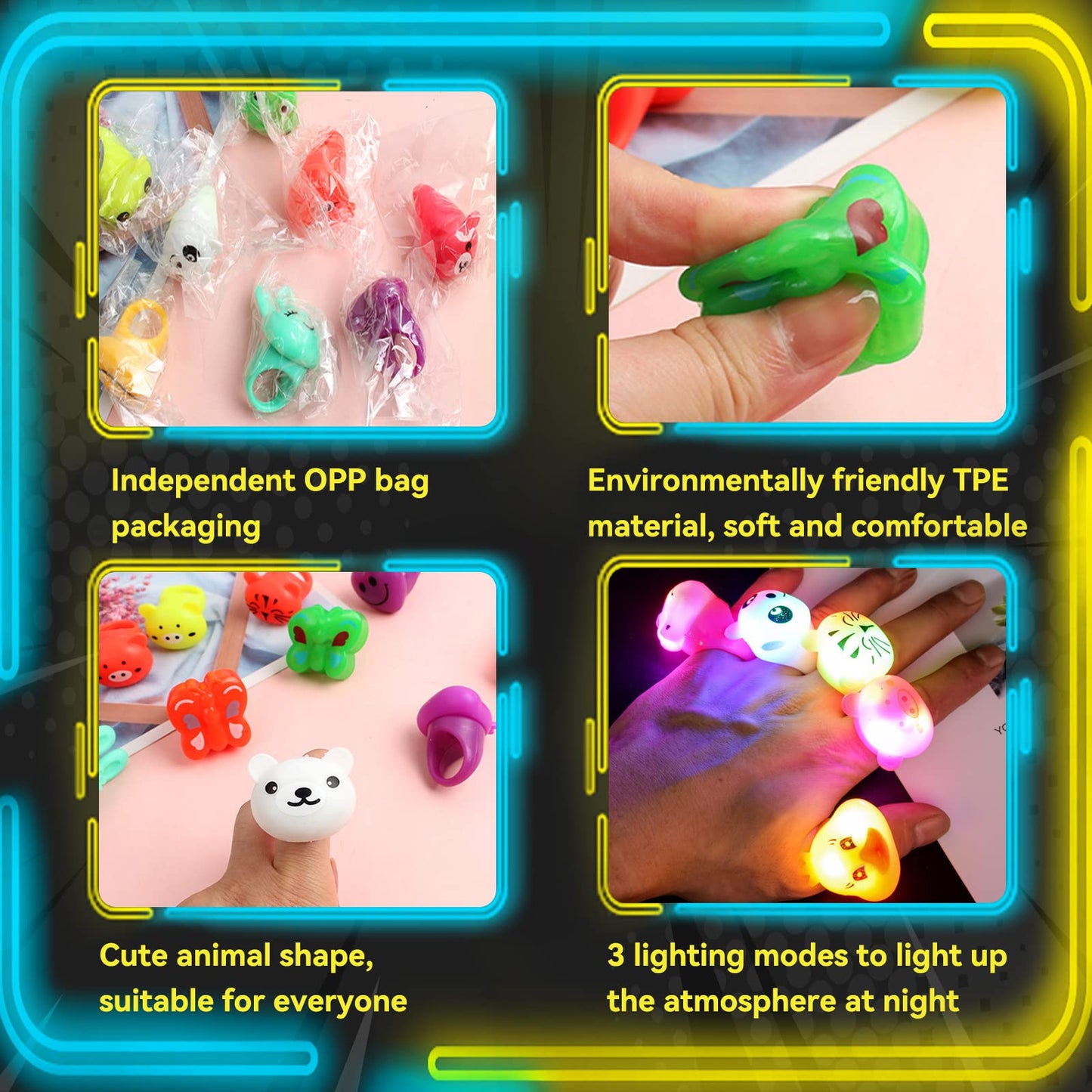 Wakestar - 24 Pack LED Light Up Bumpy Rings Party Favors For Kids Prizes Box Toys For Birthday Classroom Rewards Treasure Box Pr