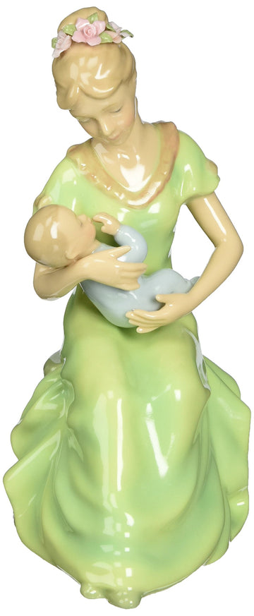 Cosmos 80107 Fine Porcelain Mom With Baby Boy Musical Figurine, 7-1/4-Inch, Green
