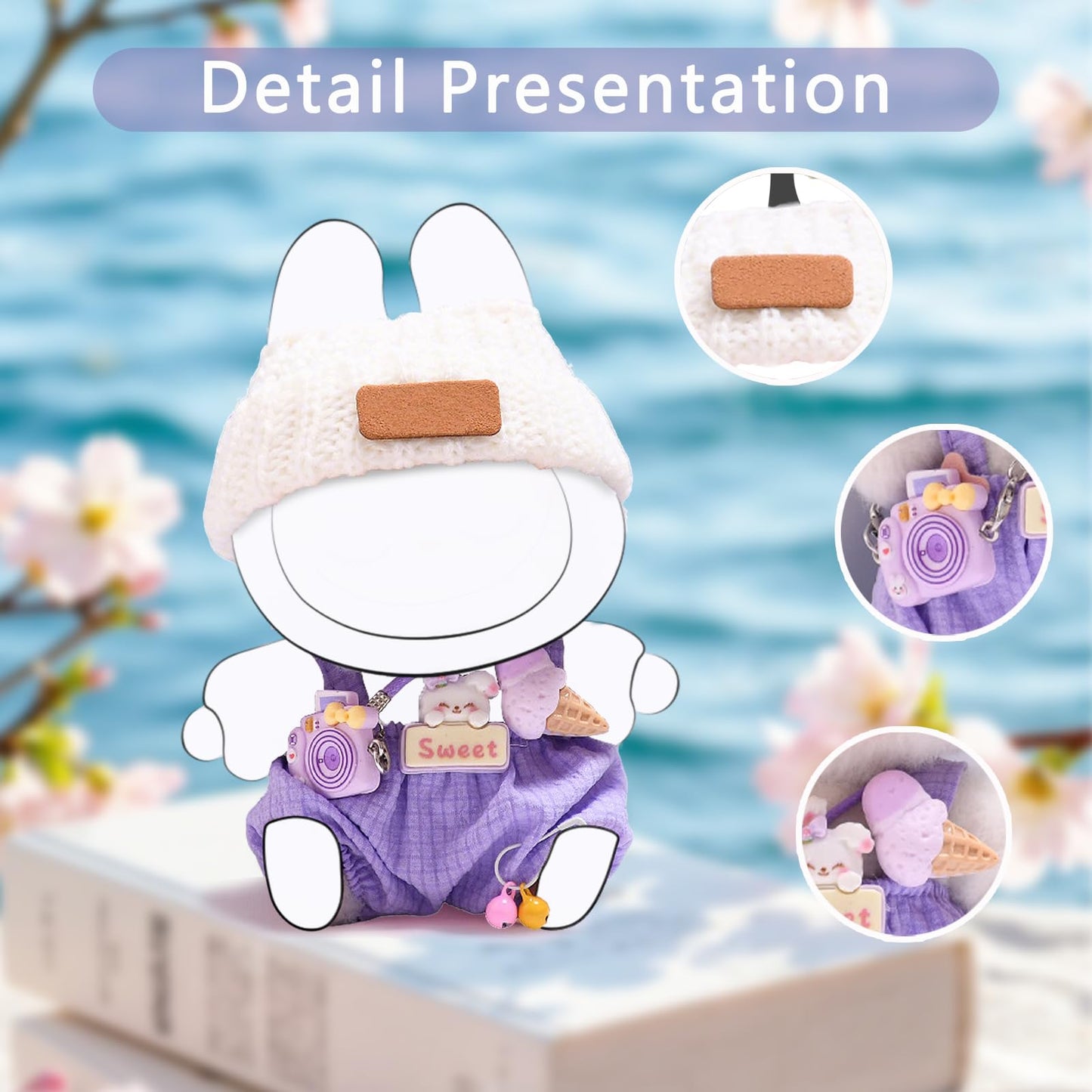 17cm Doll Clothes Set (no Doll) - enhanced Fashion Dresses with Accessories  3 Piece Set(Hat+Jumpsuit+Small Camera)  Cute Clothes for Dress up Unique Style (Pink)