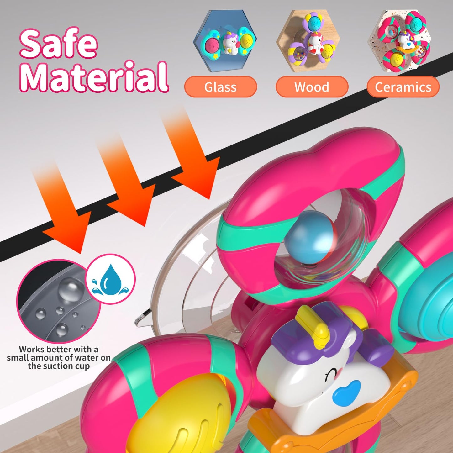 Usrela 3PCS Pop up Suction Cup Spinner Toys for 1 Year Old Girl Boy, Toddler Toys Ages 1-3, Spinning Tops Sensory Baby Bath Toy