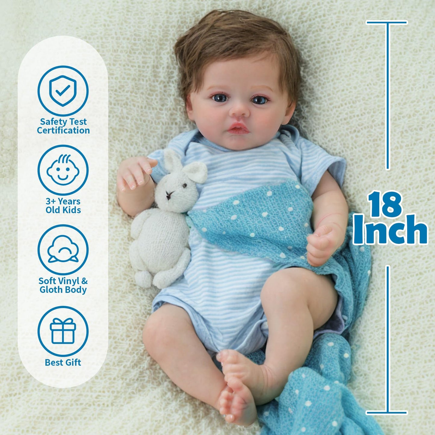 Scom Realistic Reborn Baby Dolls Meadow - 18 Inch Lifelike Baby Boy That Look Real Silicone Newborn With Soft Weighted Body, Adv