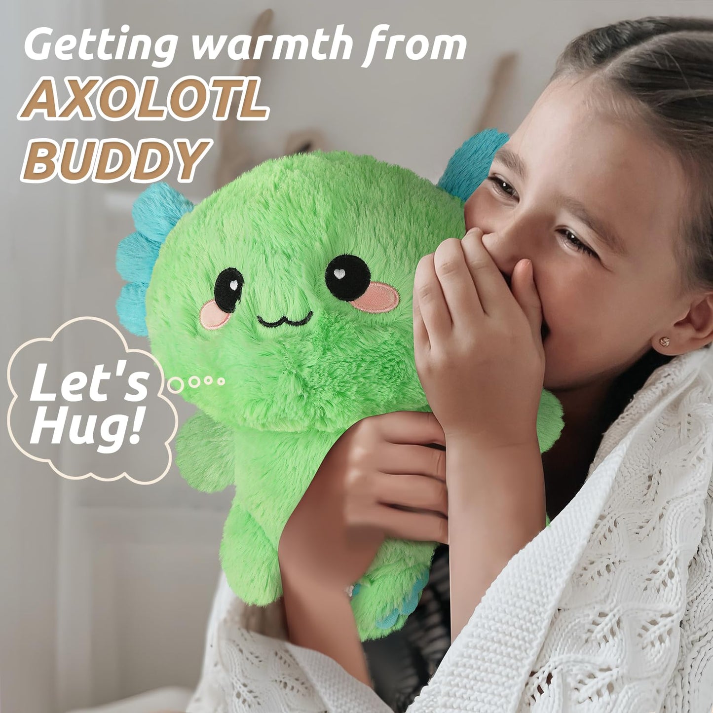 Cuckool Mint Axolotl Stuffed Animals, Microwavable Stuffed Animals Heating Pad For Cramps, Pain Stress Relief, Heatable & Coolab