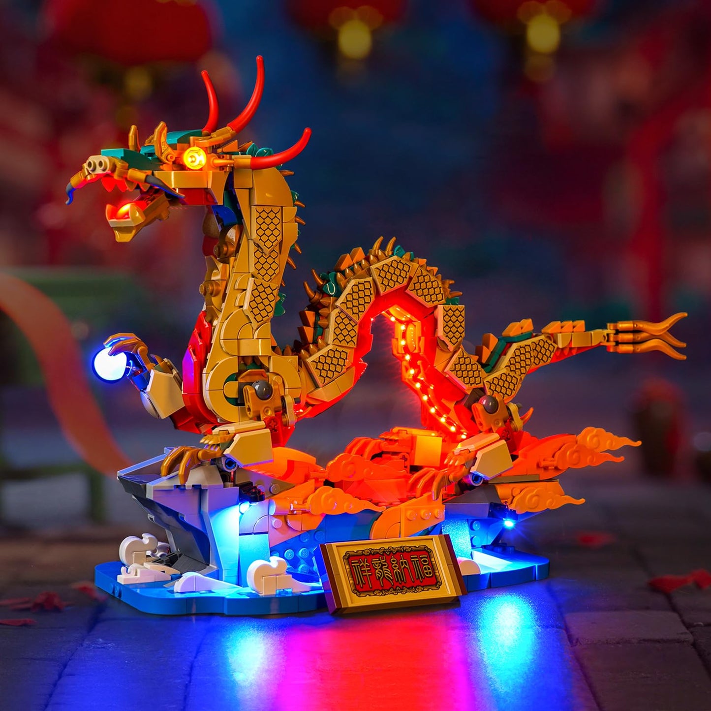Hilighting Upgraded Led Light Kit for Lego Auspicious Dragon Building Set  Compatible with Lego 80112 Model  Gift Idea for mature-themeds mature-themed Builders and Fans (Model Not Included)