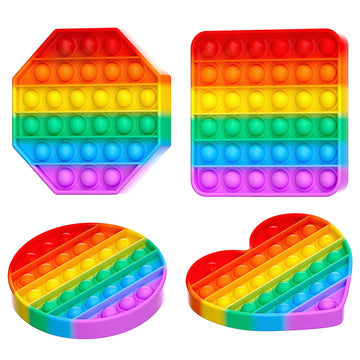Kakukokas 4 Pack Fidget Toys,Pop Fidgets Pack Party Favors For Kids & Adults,Push Sensory Toys Bulk Toddler Toys,Stress Relief G