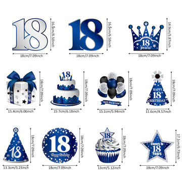 30 Pieces Happy 18th Birthday Party Hanging Swirls Decorations, Navy Blue Silver Black 18th Birthday Foil Swirls Ceiling Decor f