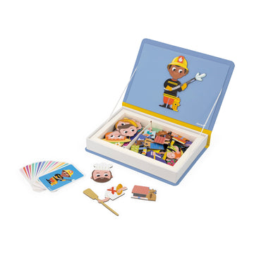 Janod - Magnéti'Book Métiers – Magnetic Educational Game 48 Magnets + 16 Model Cards – Fsc Cardboard Children'S Toy – From 3 Years, J02597