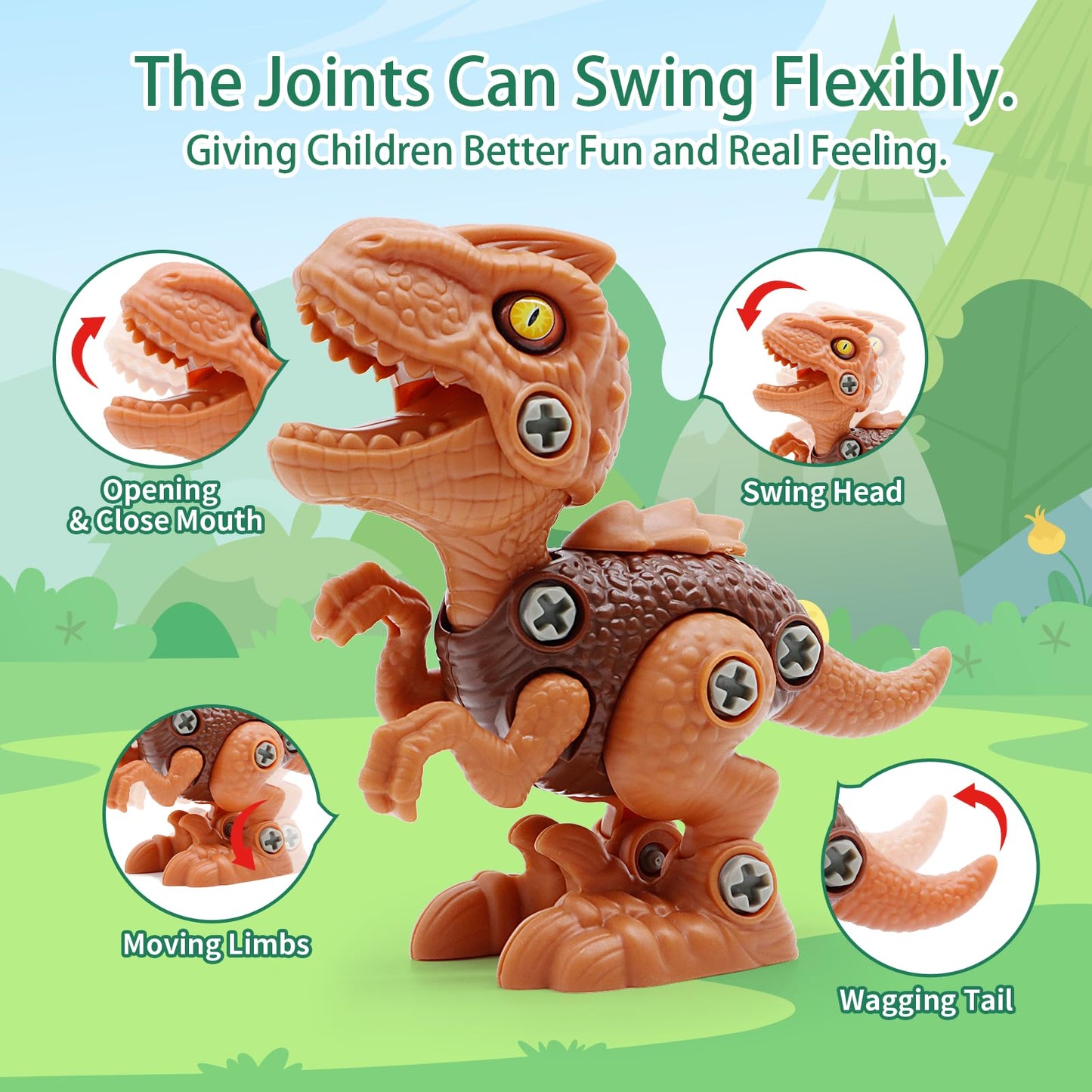 Yerloa 8pcs Dinosaur Toys for Kids 3-5 5-7, Dinosaur Take Apart Toys for Boys 3 4 5 6 7 8 Year Old Toddler Kids Party Birthday G