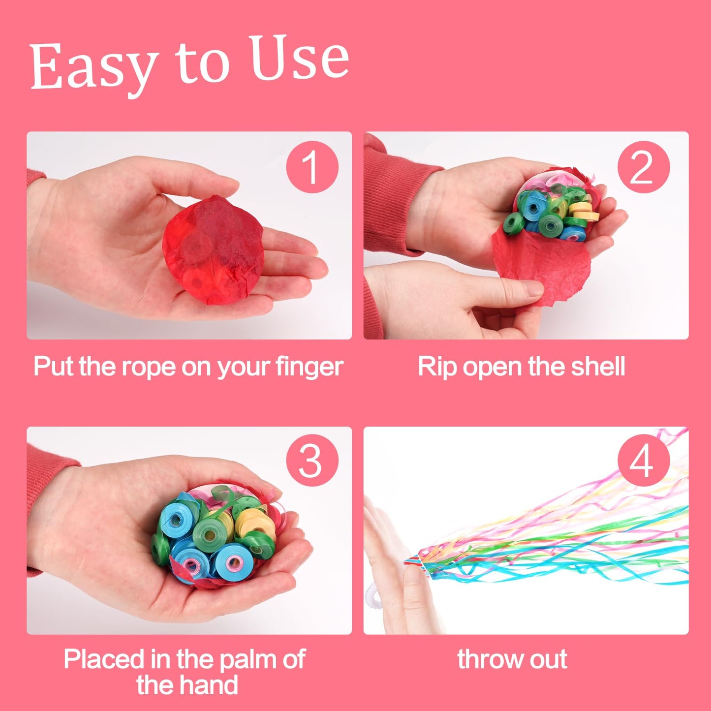Arouselove Confetti Poppers, Streamer Plastic No Mess for Party,Birthday,Wedding