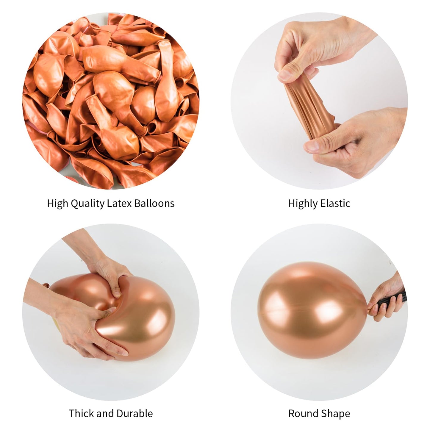 Rose Gold Balloons, 140Pcs Metallic Rose Gold Balloons 18 12 10 5 Inch Different Sizes Pack Party Latex Balloons For Birthday Ha
