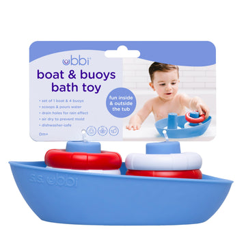 Ubbi Boat & Buoys Bath Toys, Includes 1 Boat And 4 Buoys, Bath Time Toys For Toddlers