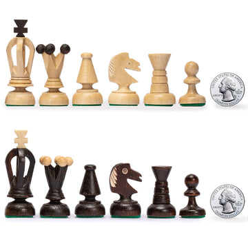 Husaria European International Chess Wooden Game Set, King'S Classic - 13.8 Inches Medium Size Chess Set With Handcrafted Chessmen And Felted Folding Board