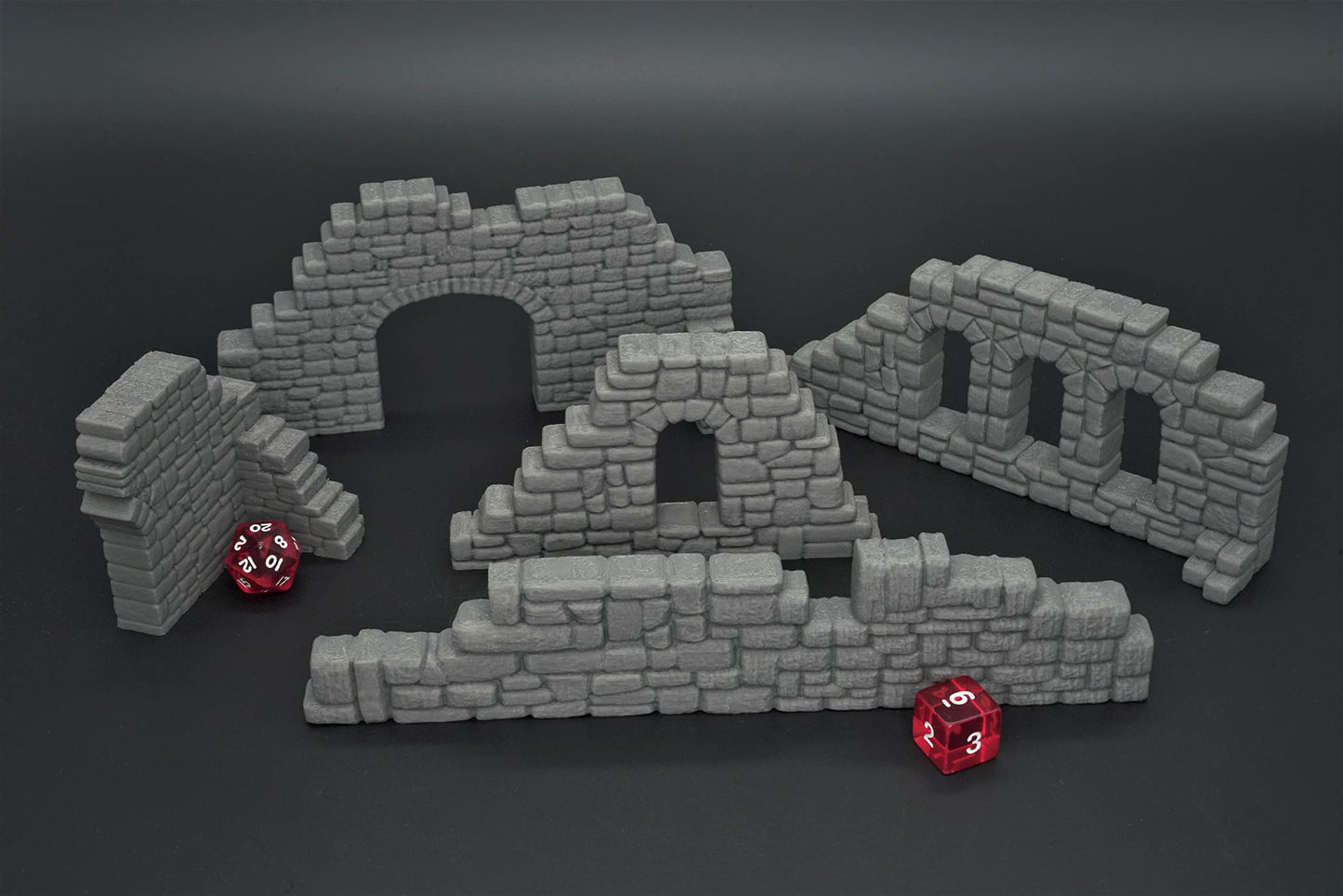 Endertoys Ruined Stone Walls Set A, Terrain Scenery For Tabletop 28Mm Miniatures Wargame, 3D Printed And Paintable