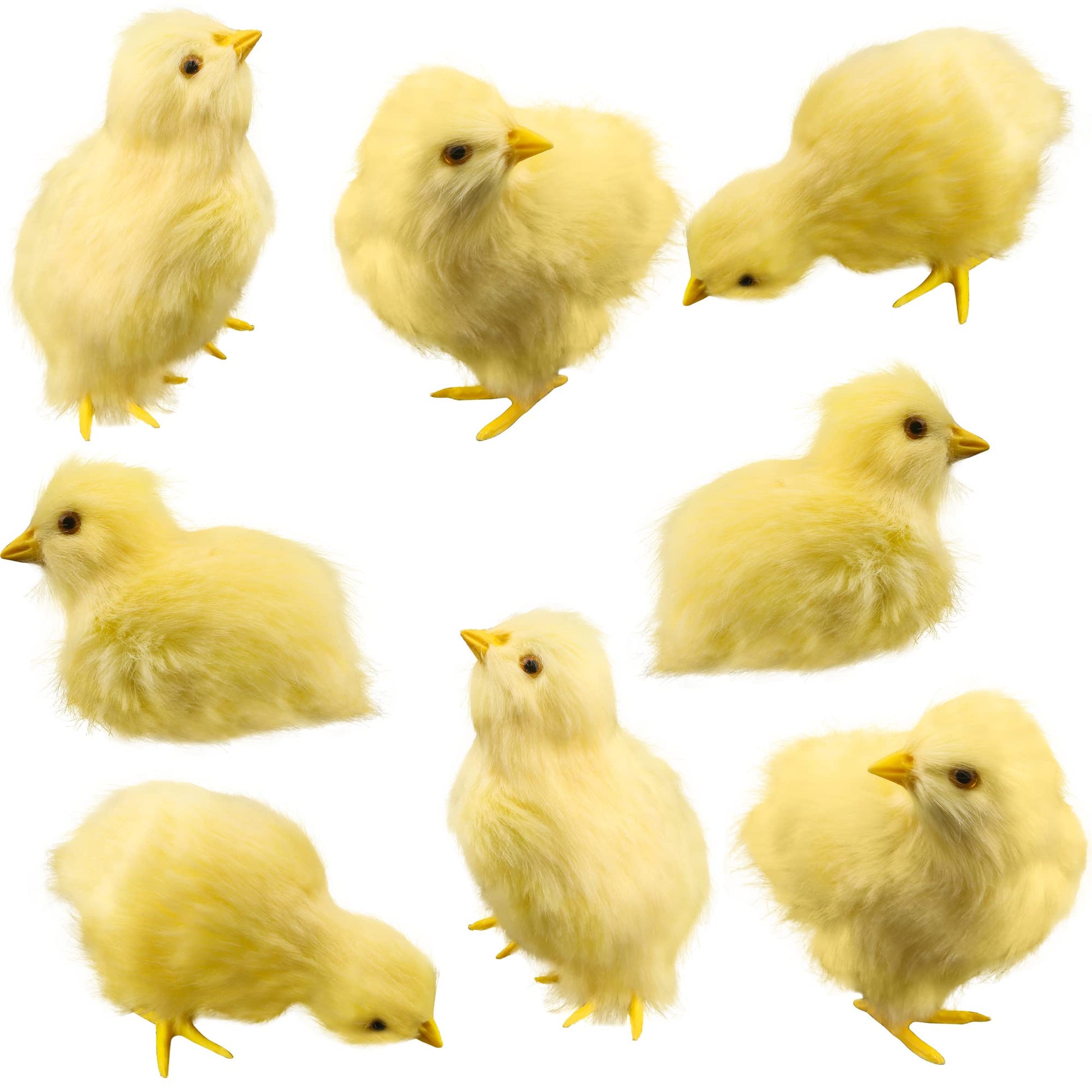 8 Pcs Realistic Easter Chicks Simulated Fluffy Chicken Yellow Chicken Figurines For Easter Egg Fillers Easter Party Favors, 4 St