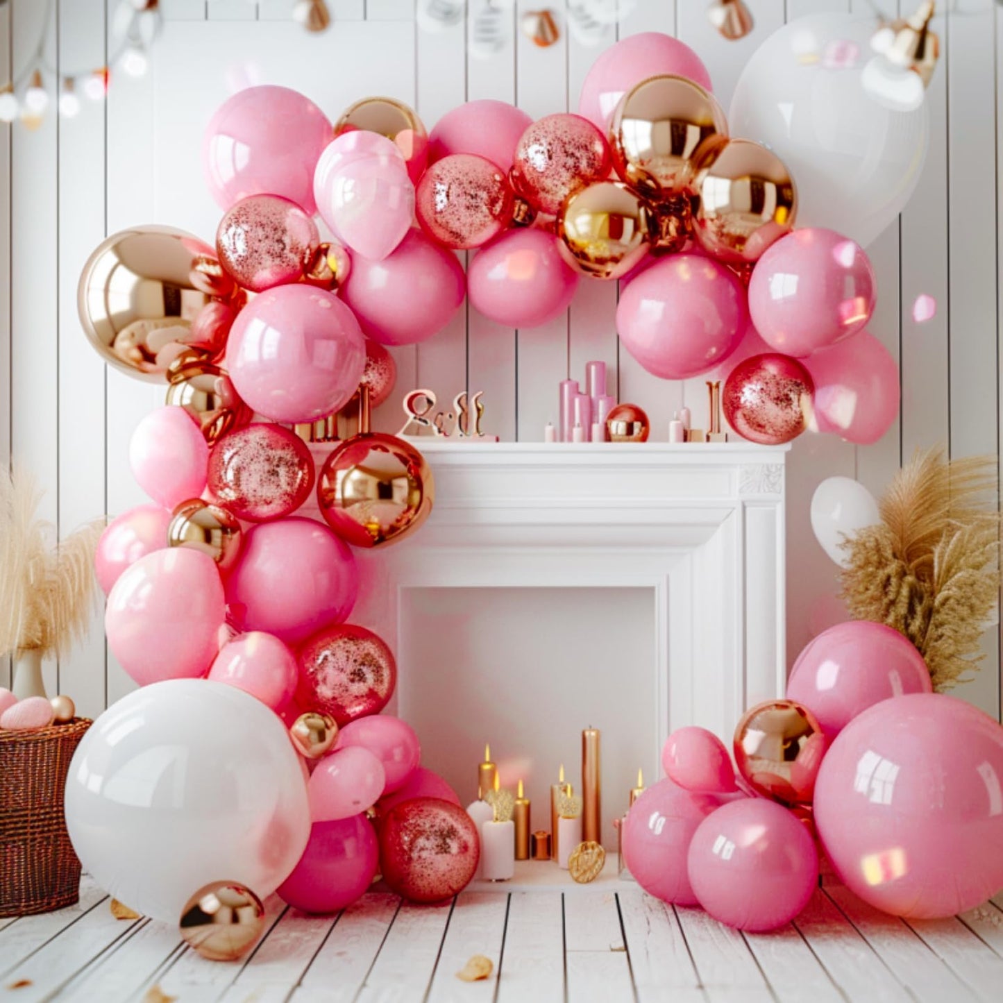Partywoo Pink And Gold Balloons, 140 Pcs Pastel Pink And Chrome Gold Balloons Different Sizes Pack Of 18 Inch 12 Inch 10 Inch 5 Inch For Balloon Garland Arch As Birthday Decorations, Party Decorations