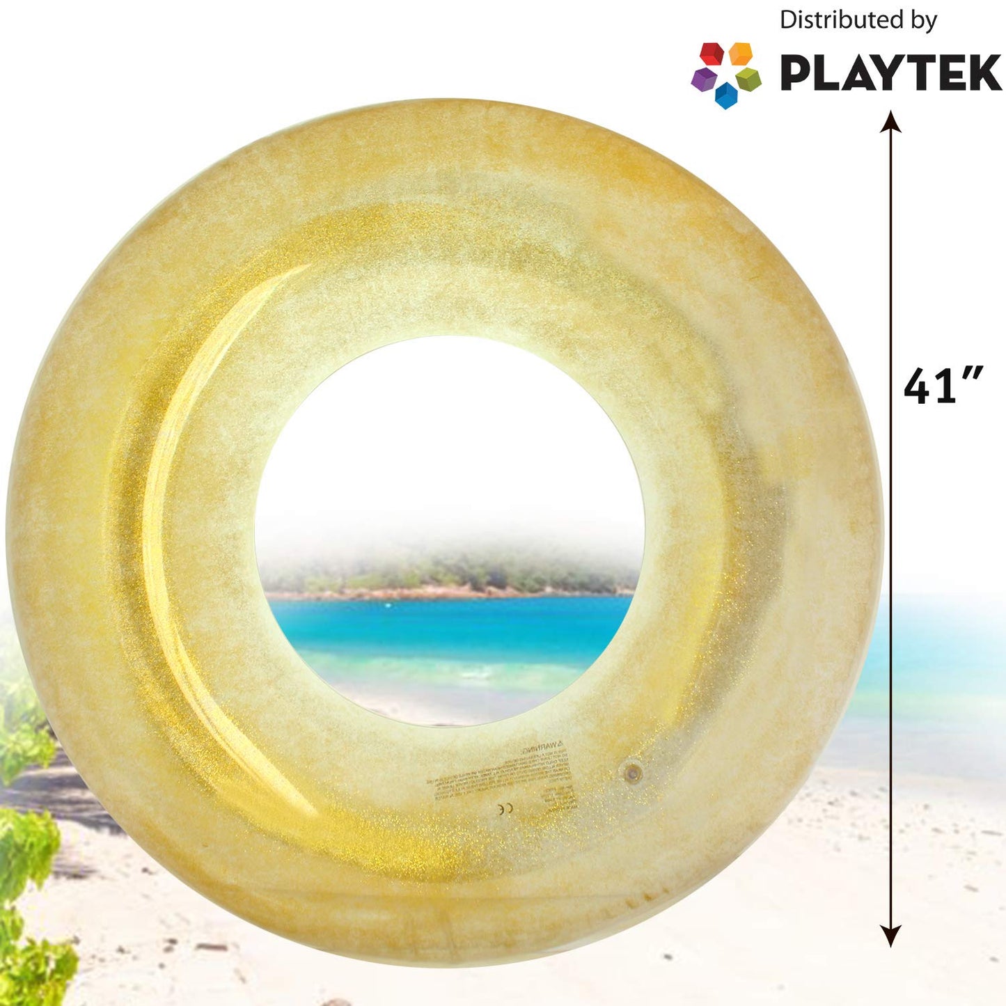 Playtek Pool Float, Large Round Glitter Glitter Swim Tube, Durable Floats Tubes For Swimming On Beach, Pool, Water Sports For Adults And Kids