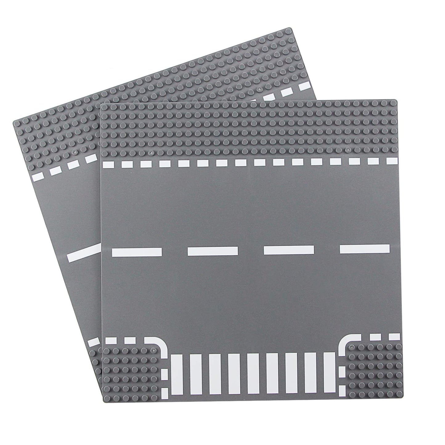 Classic Road T-Junction Base Plates  City Street Building Kit  25 x 25 cm Town Baseplate for Building Bricks Compatible with All Major Brands (T-Junction 2) Pieces