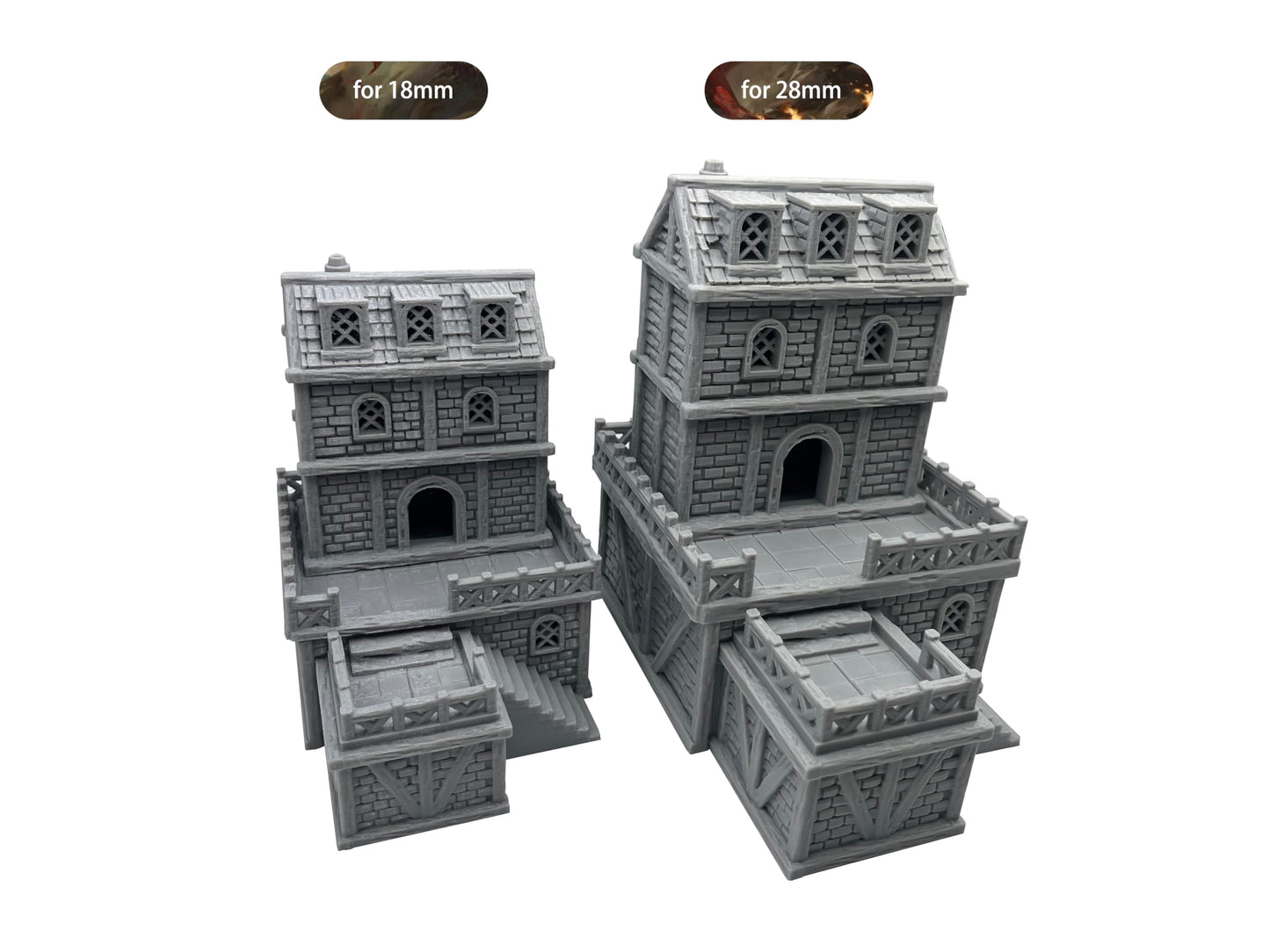 Paintable Tabletop Miniature Building Terrains Compatible with D&D and Alike RPG War Games - 18mm/28mm Scale Scenery with Mediev