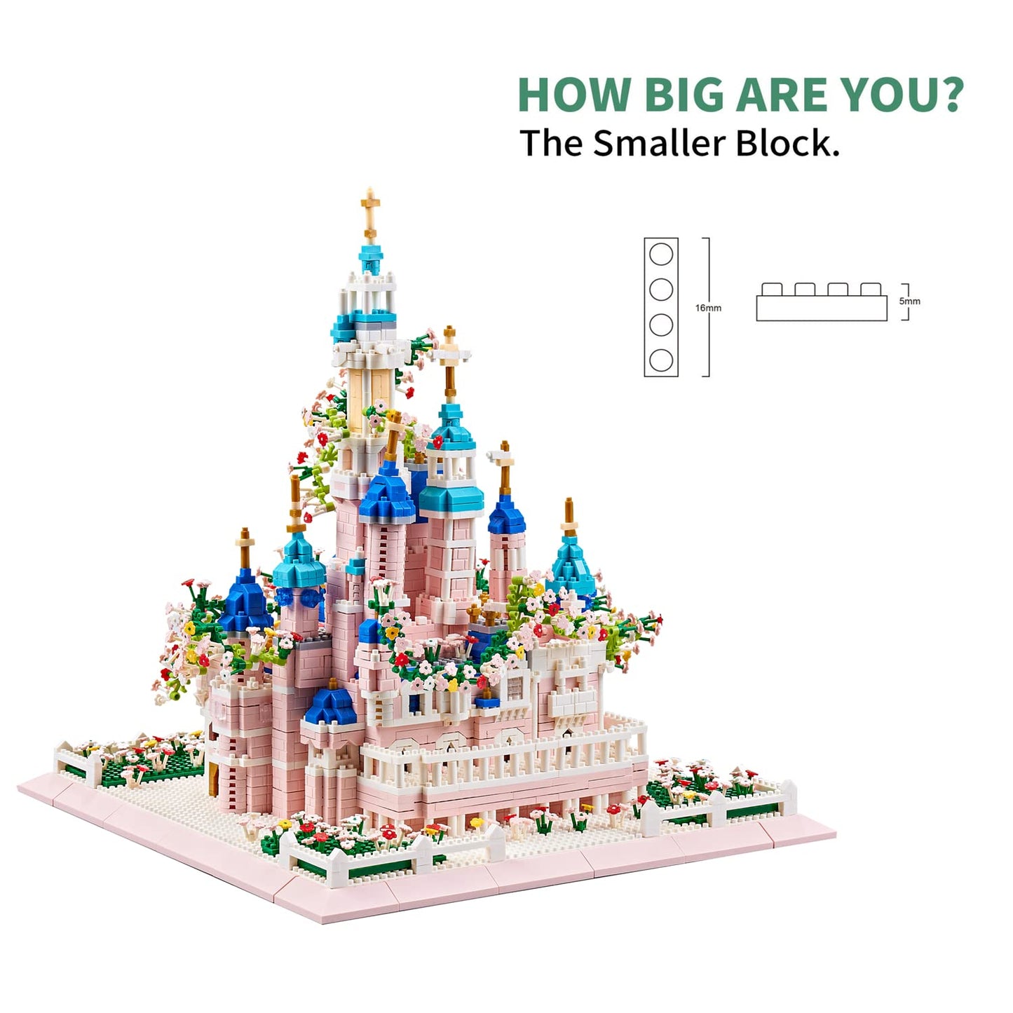 Kadablk Castle Micro Blocks Building Set, 4000+ PCS, Pink, Model 7830, Plastic - Ideal for Adults and Teens
