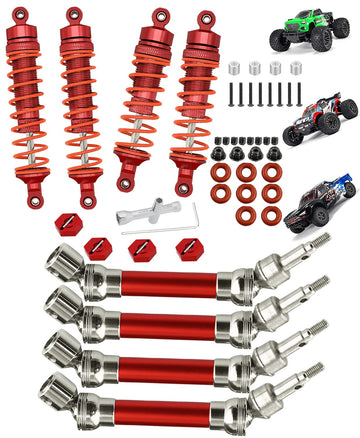 Rcarmumb CVD Drive Shaft & Shocks Upgrades Part for 1/10 Arrma Senton Granite 3s Blx&Mega550,Vortek 3s Blx,4pcs Front Rear Steel