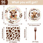 Highland Cow Party Supplies Tableware - 96 Pcs Brown Cow Tableware Disposable Plates Napkins Forks Sets For 24 Guests, Highland