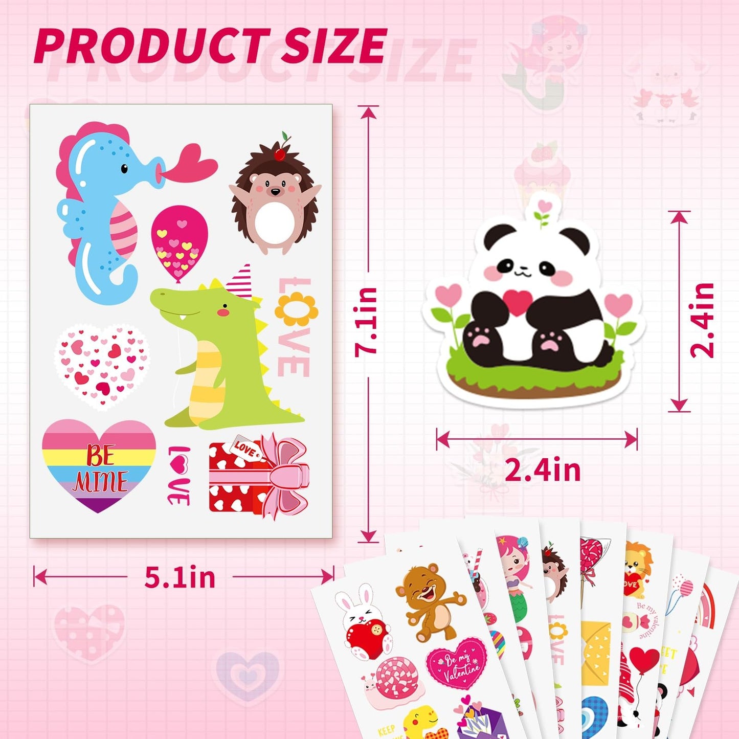 MARFOREVER 200 Pcs Valentines Stickers Love Heart Stickers for Kids Valentines Day Stickers Bulk Vinyl Waterproof Stickers for G