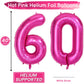 Isndare 40 Inch Number Balloons 60, Hot Pink Helium Foil Number 60 Balloons, Large Number Balloon Age Balloon For Boys Girls Bir