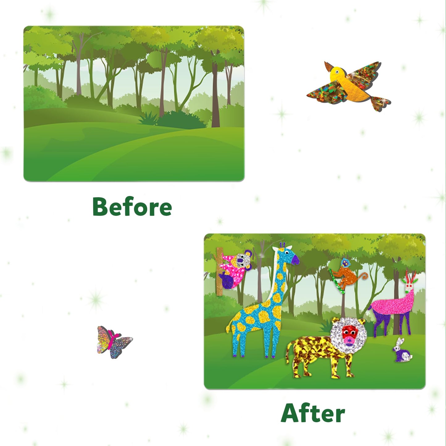 Skillmatics Art & Craft Activity - Foil Fun Animals, No Mess Art For Kids, Craft Kits & Supplies, Diy Creative Activity, Gifts For Boys & Girls Ages 4, 5, 6, 7, 8, 9, Travel Toys