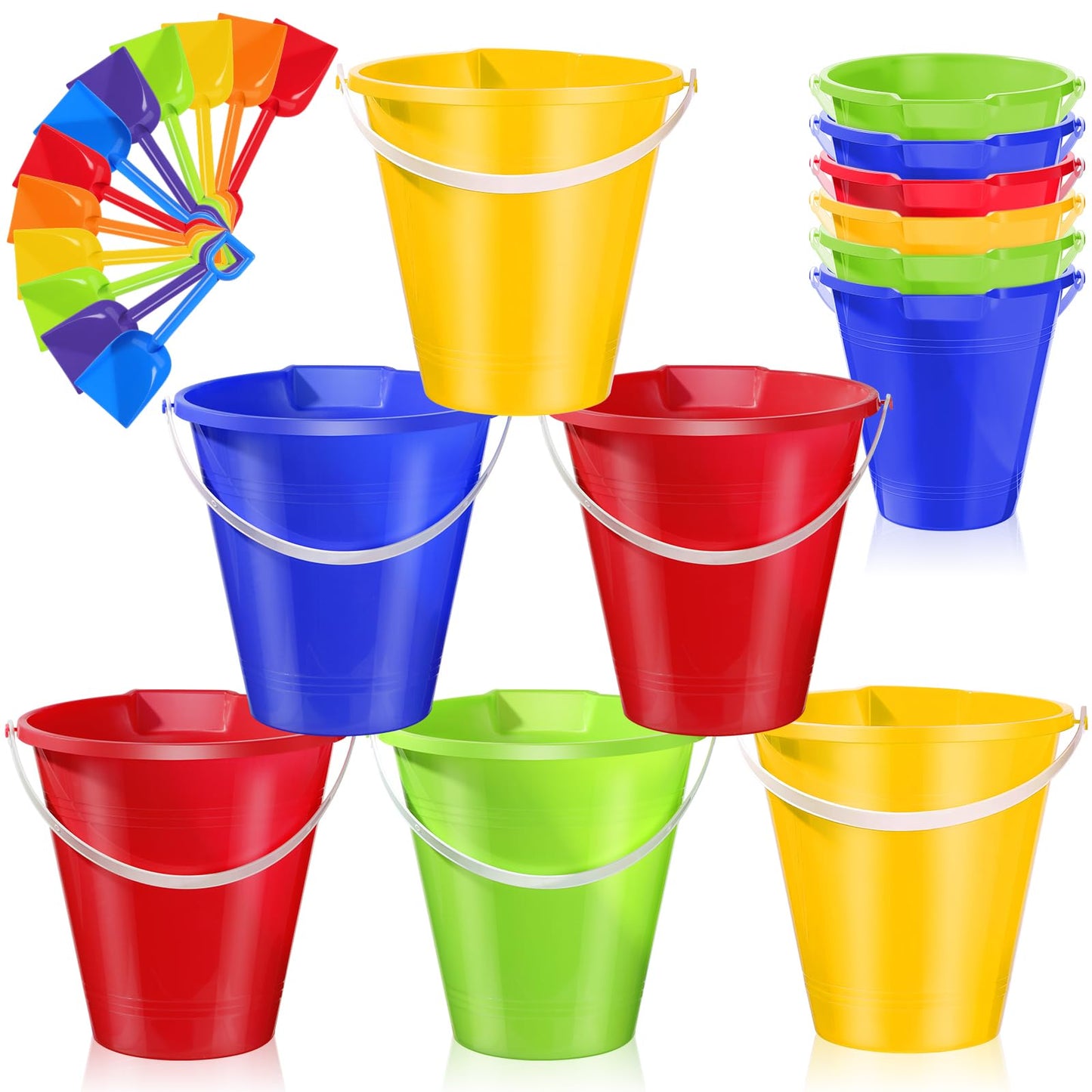 Didaey 24 Pcs Beach Sand Buckets and Shovels Set Includes 12 Pcs 9 Inch Large Sand Bucket and 12 Pcs Shovels Beach Pails Toys fo